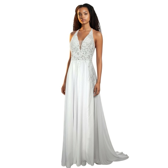 Women’s White Lace with Sheer Sleeveless Dress Sz 12 - Picture 1 of 7